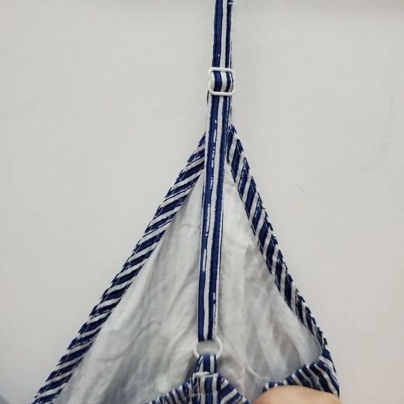 GAP Women's Blue White Distressed Stripe Silk Blend Lined Babydoll‎ Dress Size S - Picture 5 of 8
